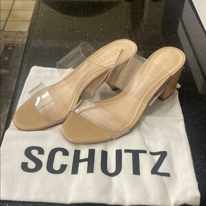 SCHUTZ Tan Heels Stiletto Mules